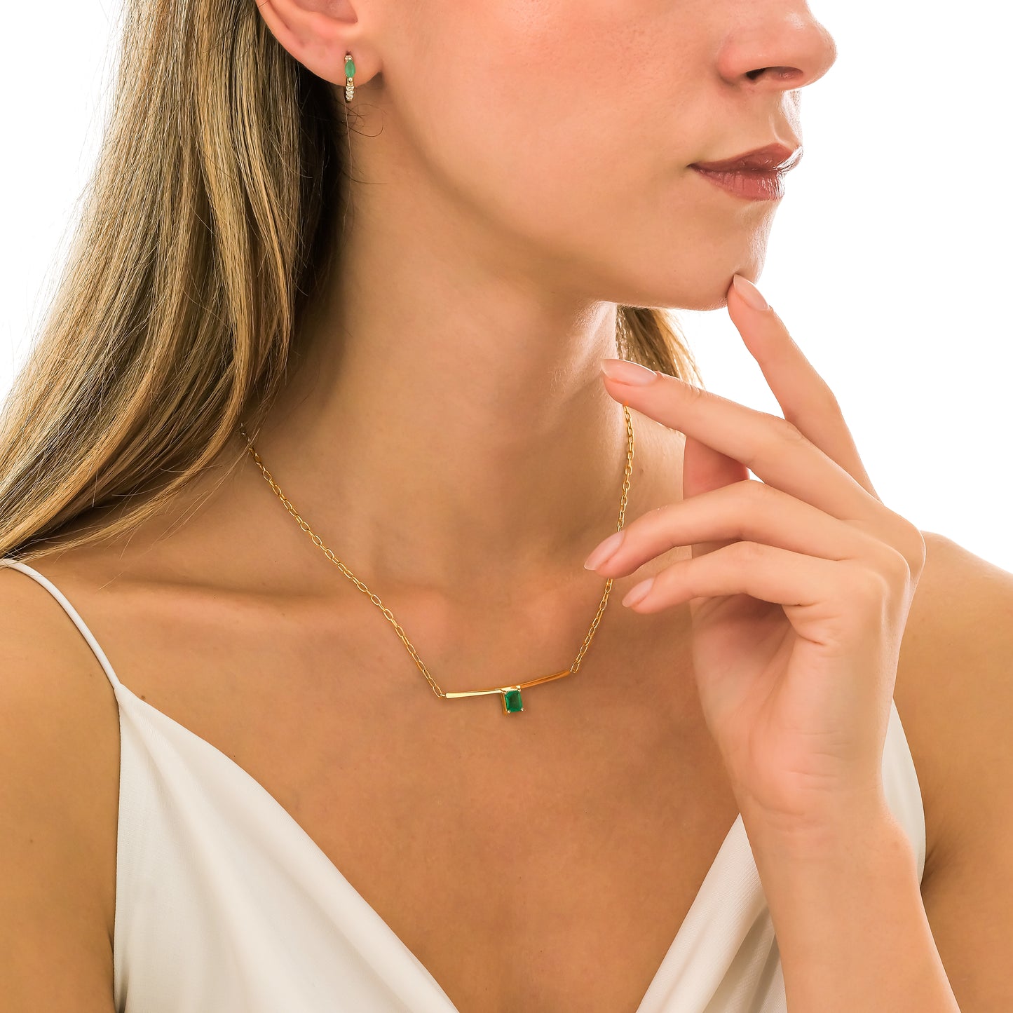 Colombian Emerald Bar Necklace